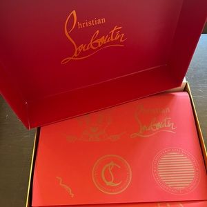 Cristian Louboutin gold sequin pumps 3 1/2 inch heel.